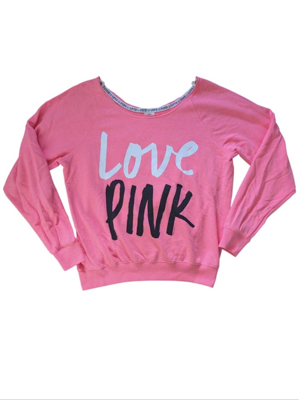 PINK Victoria's Secret Love Pink Pullover Crewneck M Slouchy Crew Logo